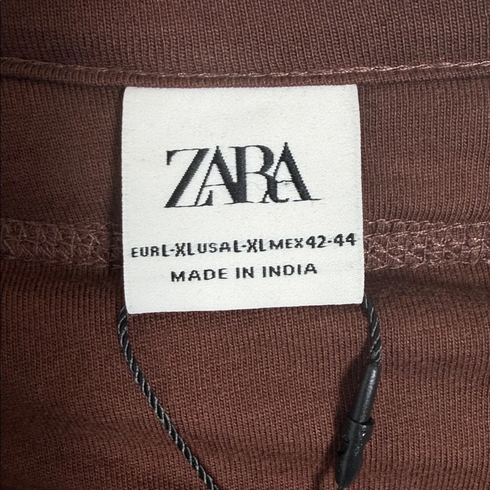 NWT Zara Embroidered Quilt Jacket Brown Yellow Size XL